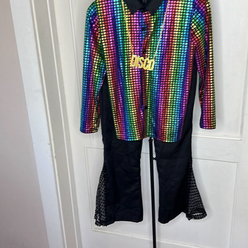 Dreamgirl Holographic Top & Disco Flare Pant Halloween Costume Kid Size 9/10 Yrs